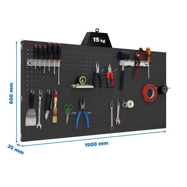 Panel perforado 600x1500x35 PANELCLICK 1500x600 ANTRACITA + 14 HOOK + 3 ACCE marca SIMONRACK