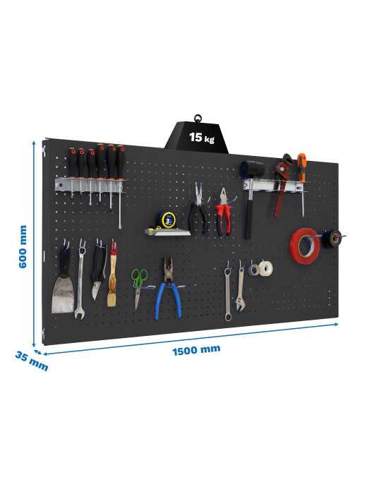 Panel perforado 600x1500x35 PANELCLICK 1500x600 ANTRACITA + 14 HOOK + 3 ACCE marca SIMONRACK