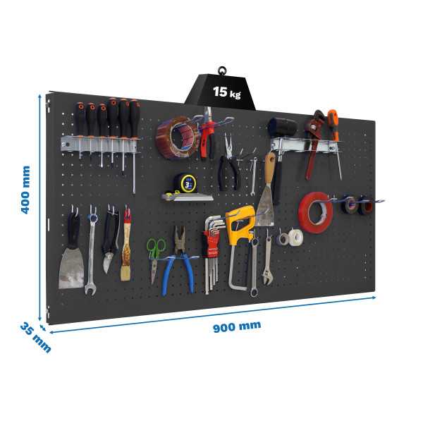 Panel perforado 400x900x35 PANELCLICK 900x400 ANTRACITA + 22 HOOK + 3 ACCE marca SIMONRACK