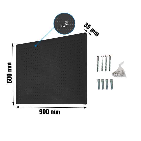 Panel perforado 600x900x35 PANELCLICK 900x600 ANTRACITA + 8 HOOK marca SIMONRACK