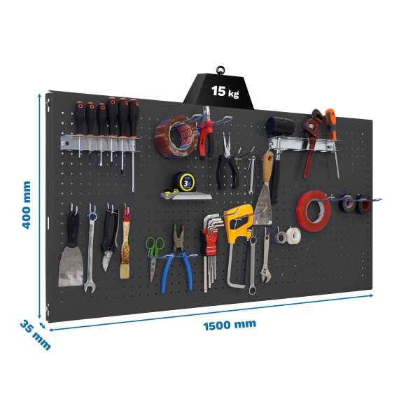 Panel perforado 400x1500x35 PANELCLICK1500x400 ANTRACITA + 22 HOOK + 3 ACCE marca SIMONRACK
