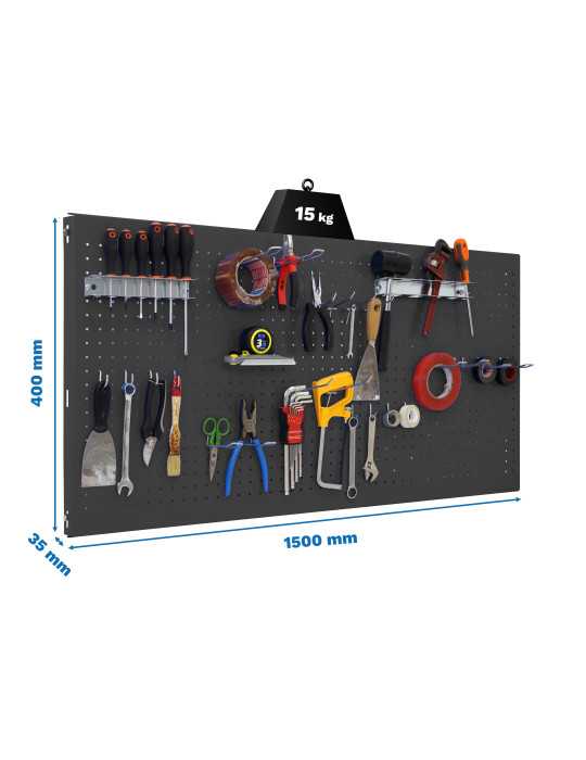 Panel perforado 400x1500x35 PANELCLICK1500x400 ANTRACITA + 22 HOOK + 3 ACCE marca SIMONRACK