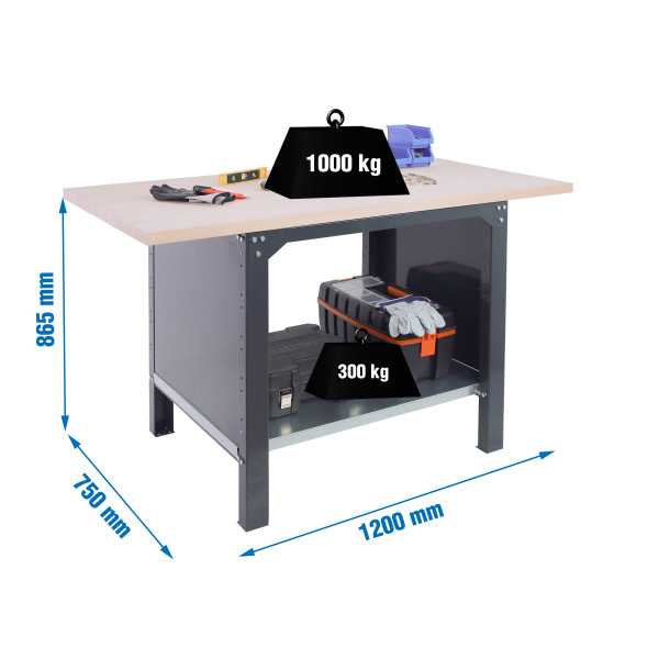 Banco trabajo 865x1200x750 SIMONWORK BT6 PRO LAMINATE 1200 ANTRACITA/HAYA marca SIMONRACK