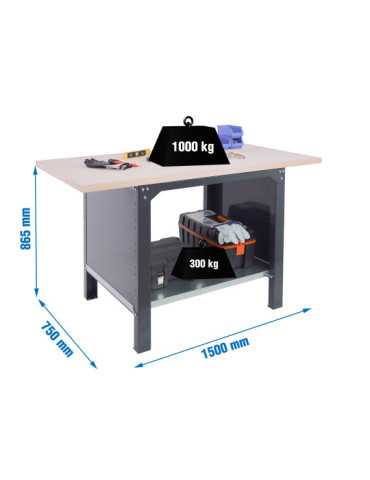 Banco trabajo 865x1500x750 SIMONWORK BT6 PRO LAMINATE 1500 ANTRACITA/HAYA marca SIMONRACK