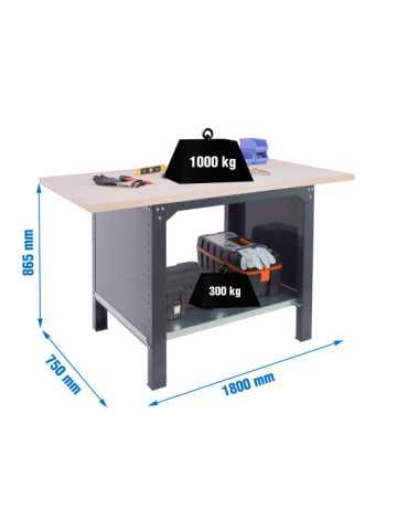 Banco trabajo 865x1800x750 SIMONWORK BT6 PRO LAMINATE 1800 ANTRACITA/HAYA marca SIMONRACK