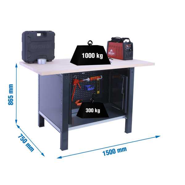 Banco trabajo 865x1500x750 SIMONWORK BT6 PRO LAMINATE CABINET 1500 ANTRACITA marca SIMONRACK