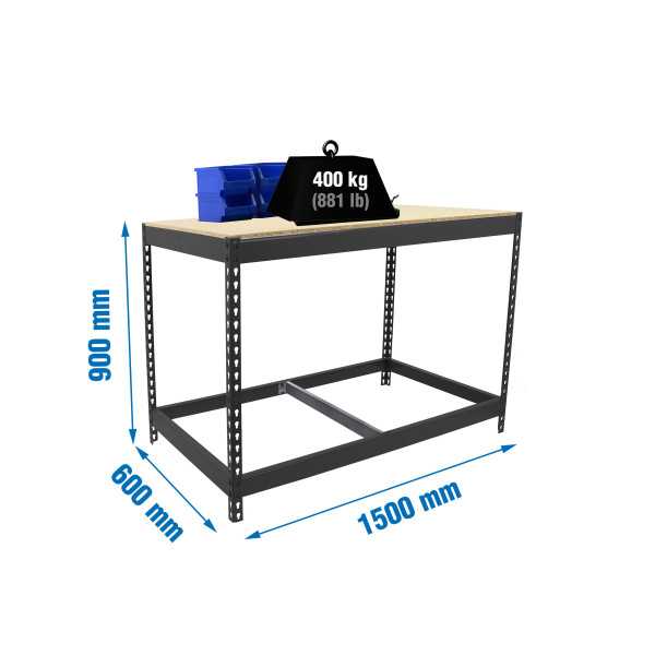 Banco trabajo 900x1500x600 SIMONWORK BASIC 1 901560-1 ANTRACITA/MADERA marca SIMONRACK
