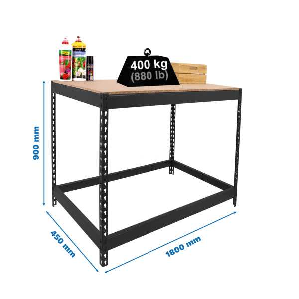 Banco trabajo 900x1800x450 SIMONWORK BASIC 1 901845-1 ANTRACITA/MADERA marca SIMONRACK