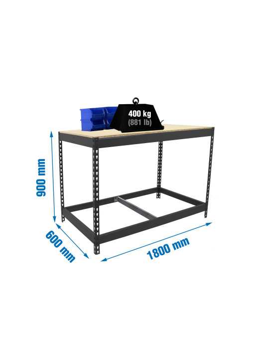 Banco trabajo 900x1800x600 SIMONWORK BASIC 1 901860-1 ANTRACITA/MADERA marca SIMONRACK