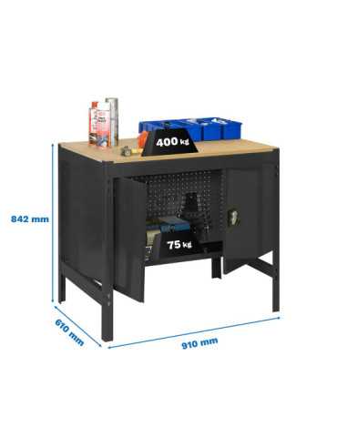 Banco trabajo 842x910x610 SIMONWORK BT0 CABINET 900 ANTRACITA/MADERA marca SIMONRACK