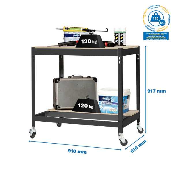 Banco trabajo 917x910x610 SIMONWORK MOBILE BT0 900 ANTRACITA/MADERA marca SIMONRACK