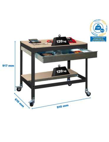 Banco trabajo 917x910x610 SIMONWORK MOBILE BT0 BOX 900 ANTRACITA/MADERA marca SIMONRACK