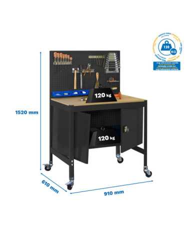 Banco trabajo 1520x910x610 SIMONWORK MOBILE BT2 CABINET 900 ANTRACITA/MADERA marca SIMONRACK
