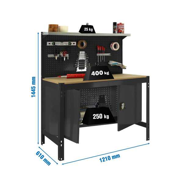 Banco trabajo 1445x1210x610 SIMONWORK BT3 CABINET 1200 ANTRACITA/MADERA marca SIMONRACK
