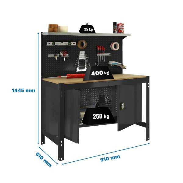 Banco trabajo 1445x910x610 SIMONWORK BT3 CABINET 900 ANTRACITA/MADERA marca SIMONRACK