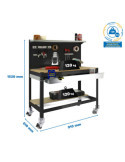 Banco trabajo 1520x910x610 SIMONWORK MOBILE BT3 BOX 900 ANTRACITA/MADERA marca SIMONRACK