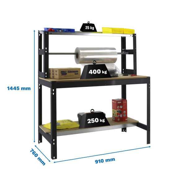 Banco trabajo 1445x910x760 SIMONWORK BT4 900 ANTRACITA/MADERA marca SIMONRACK