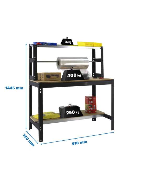 Banco trabajo 1445x910x760 SIMONWORK BT4 900 ANTRACITA/MADERA marca SIMONRACK