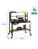 Banco trabajo 1520x910x760 SIMONWORK MOBILE BT4 BOX 900 ANTRACITA/MADERA marca SIMONRACK