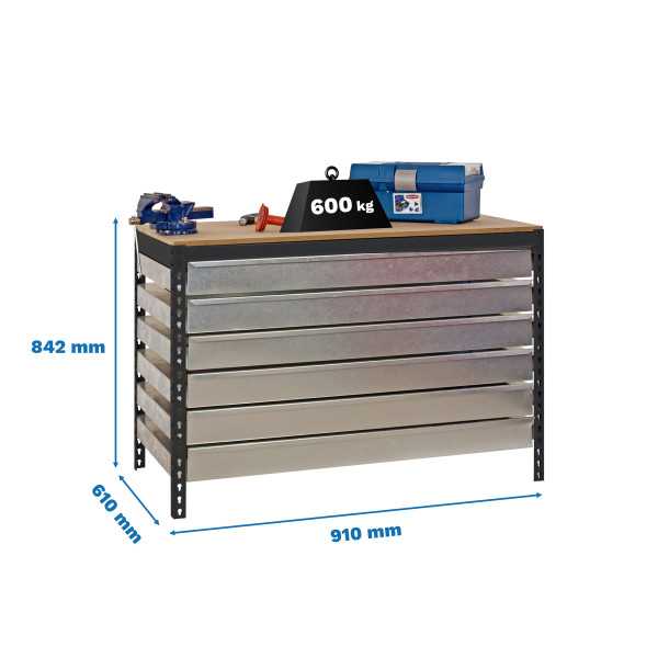 Banco trabajo 842x910x610 SIMONWORK BT5 BOX6 900 ANTRACITA/MADERA marca SIMONRACK