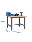 Banco trabajo 865x1200x750 SIMONWORK BT6 MDF 1200x750 ANTRACITA/MADERA marca SIMONRACK