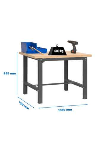 Banco trabajo 865x1500x750 SIMONWORK BT6 MDF 1500x750 ANTRACITA/MADERA marca SIMONRACK