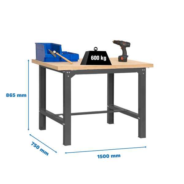 Banco trabajo 865x1500x750 SIMONWORK BT6 MDF 1500x750 ANTRACITA/MADERA marca SIMONRACK