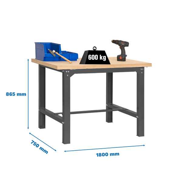 Banco trabajo 865x1800x750 SIMONWORK BT6 MDF 1800x750 ANTRACITA/MADERA marca SIMONRACK