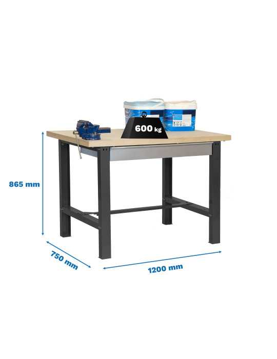 Banco trabajo 865x1200x750 SIMONWORK BT6 MDF 1BOX 1200x750 ANTRACITA/MADERA marca SIMONRACK