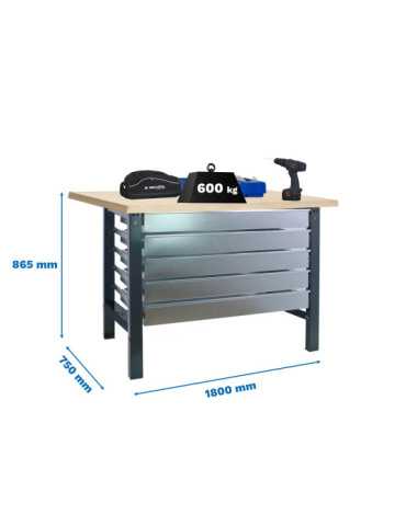 Banco trabajo 865x1800x750 SIMONWORK BT6 MDF 5BOX 1800x750 ANTRACITA/MADERA marca SIMONRACK