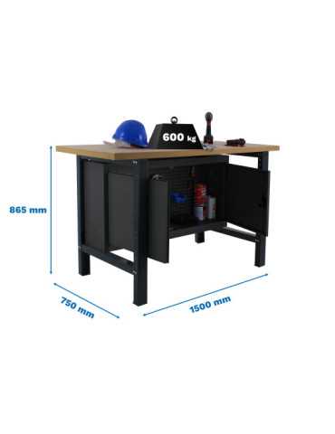 Banco trabajo 865x1500x750 SIMONWORK BT6 MDF CABINET 1500 ANTRACITA/MADERA marca SIMONRACK