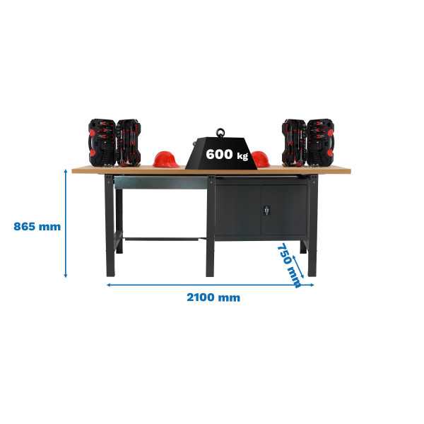 Banco trabajo 865x2100x750 SIMONWORK BT6 MDF TANDEM 1BOX 1CAB 2100 ANTRA/MADE marca SIMONRACK