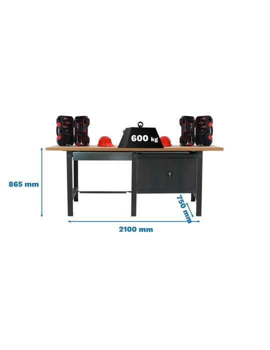 Banco trabajo 865x2100x750 SIMONWORK BT6 MDF TANDEM 1BOX 1CAB 2100 ANTRA/MADE marca SIMONRACK