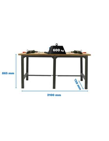Banco trabajo 865x2100x750 SIMONWORK BT6 MDF TANDEM 2100 ANTRACITA/MADERA marca SIMONRACK