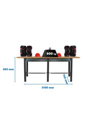 Banco trabajo 865x2100x750 SIMONWORK BT6 MDF TANDEM 2BOX 2100 ANTRACITA/MADER marca SIMONRACK