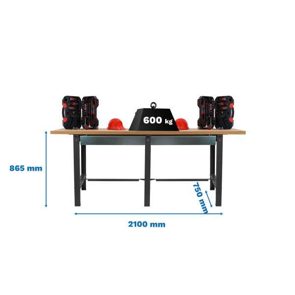 Banco trabajo 865x2100x750 SIMONWORK BT6 MDF TANDEM 2BOX 2100 ANTRACITA/MADER marca SIMONRACK