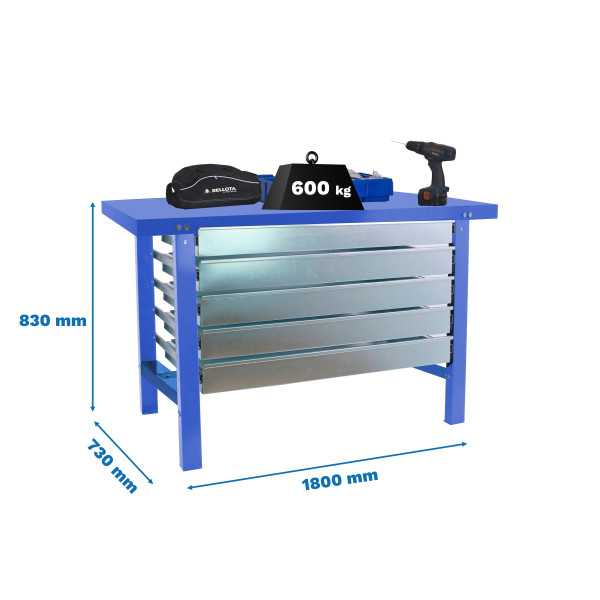 Banco trabajo 830x1800x730 SIMONWORK BT6 METAL 5BOX 1800x735 AZUL marca SIMONRACK