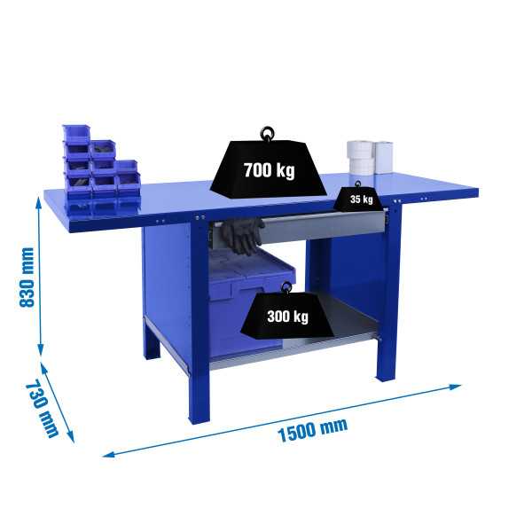 Banco trabajo 830x1500x730 SIMONWORK BT6 PRO METAL 1BOX 1500 AZUL marca SIMONRACK