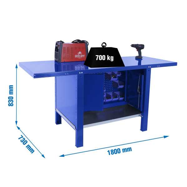 Banco trabajo 830x1800x730 SIMONWORK BT6 PRO METAL CABINET 1800 AZUL marca SIMONRACK