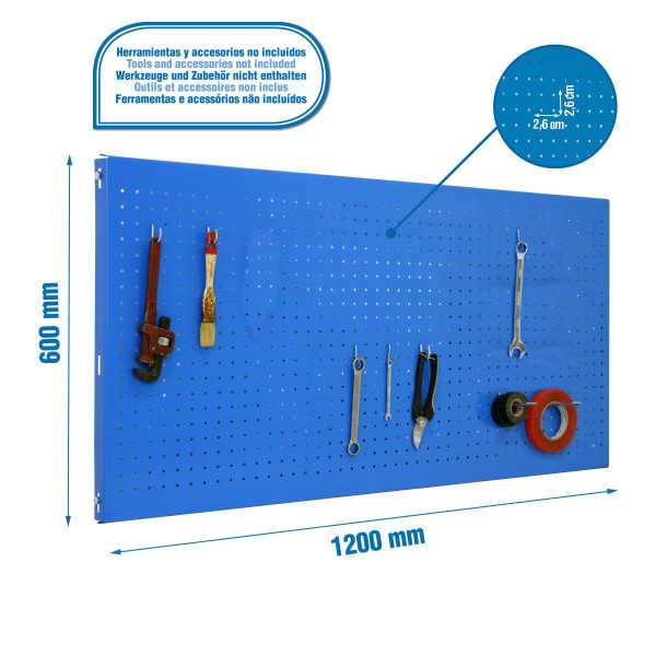 Panel perforado 600x1200x35 PANELCLICK 1200x600 AZUL + 8 HOOK marca SIMONRACK