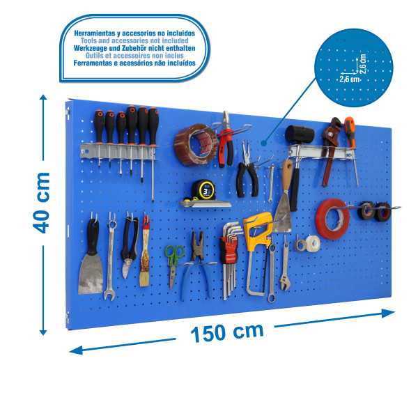 Panel perforado 400x1500x35 PANELCLICK 1500x400 AZUL + 22 HOOK + 3 ACCE marca SIMONRACK