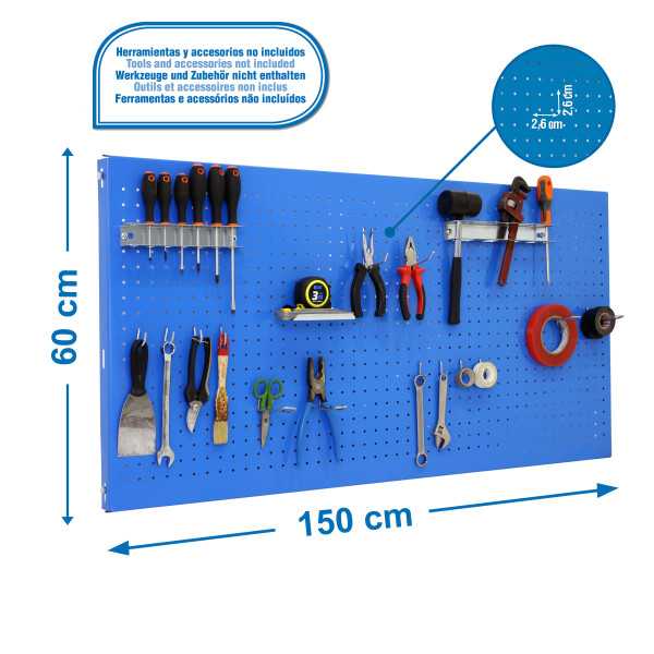 Panel perforado 600x1500x35 PANELCLICK 1500x600 AZUL + 14 HOOK + 3 ACCE marca SIMONRACK