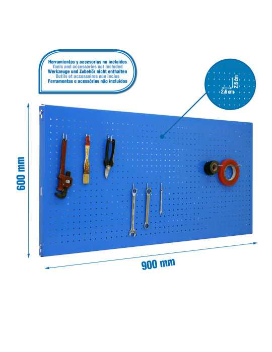 Panel perforado 600x900x35 PANELCLICK 900x600 AZUL + 8 HOOK marca SIMONRACK