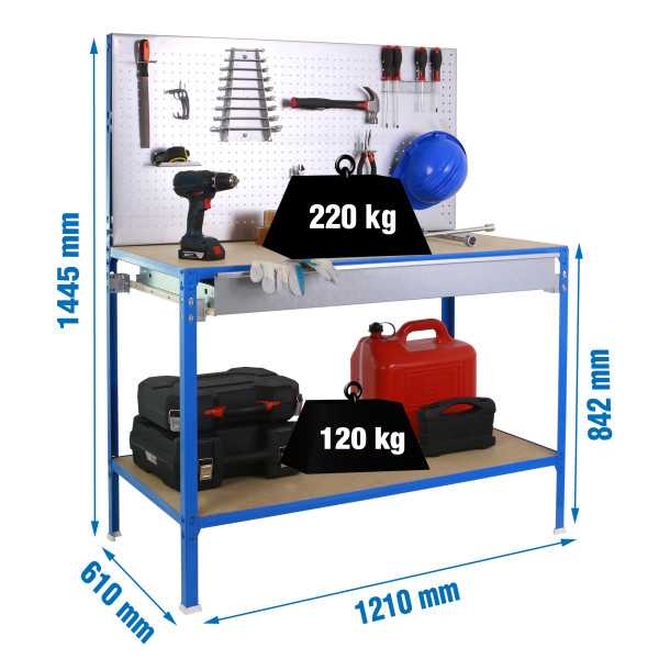 Banco trabajo 1445x1210x610 ECOWORK BT2 BOX CLICK 1200x600 AZ/GAL/MAD marca SIMONRACK