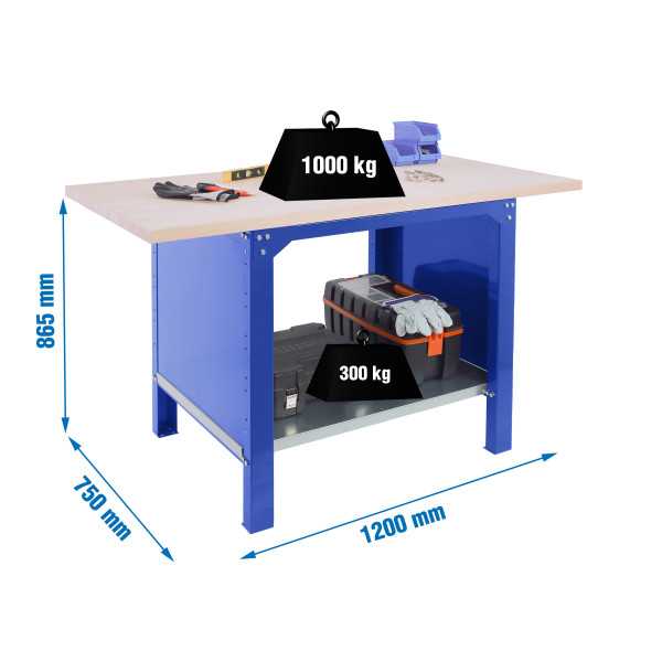 Banco trabajo 865x1200x750 SIMONWORK BT6 PRO LAMINATE 1200 AZUL/HAYA marca SIMONRACK