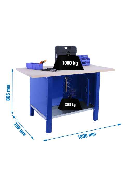 Banco trabajo 865x1800x750 SIMONWORK BT6 PRO LAMINATE CABINET 1800 AZUL/HAYA marca SIMONRACK