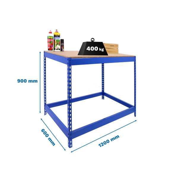 Banco trabajo 900x1200x600 SIMONWORK BASIC 1 901260-1 AZUL/MADERA marca SIMONRACK