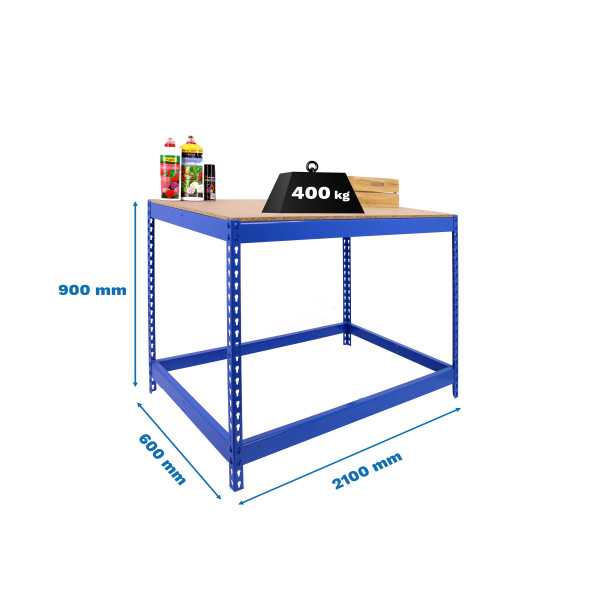 Banco trabajo 900x2100x600 SIMONWORK BASIC 1 902160-1 AZUL/MADERA marca SIMONRACK