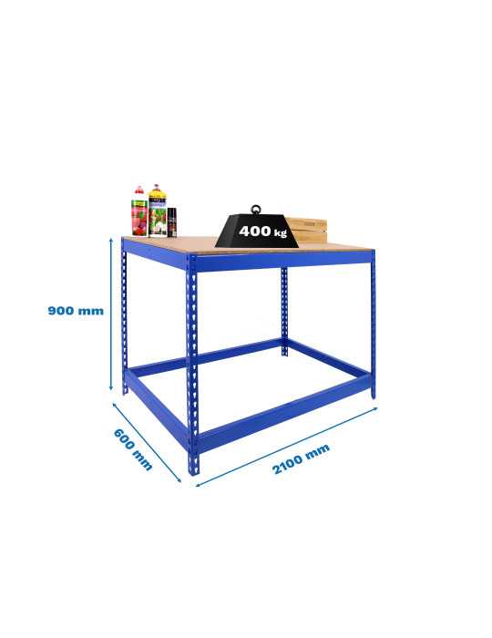 Banco trabajo 900x2100x600 SIMONWORK BASIC 1 902160-1 AZUL/MADERA marca SIMONRACK