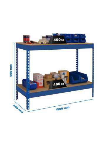 Banco trabajo 900x1500x450 SIMONWORK BASIC 2 901545-2 AZUL/MADERA marca SIMONRACK